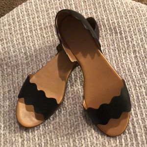 Womens J.Crew leather scallop peep toe sandals